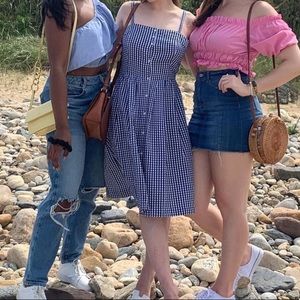 Brooks brothers checkered A-line dress. Blue and white.